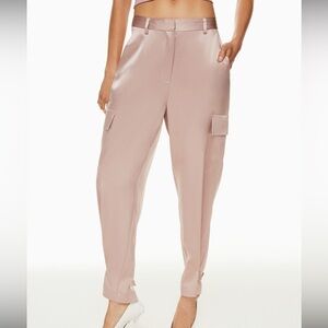 Aritzia Babaton refined cargo satin pants in poetic pink size 8